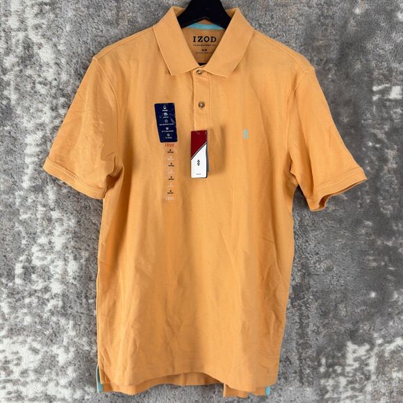 NEW Izod Mens Size M Advantage Stretch UPF 15 Polo Shirt Orange Short sleeve - Picture 1 of 10